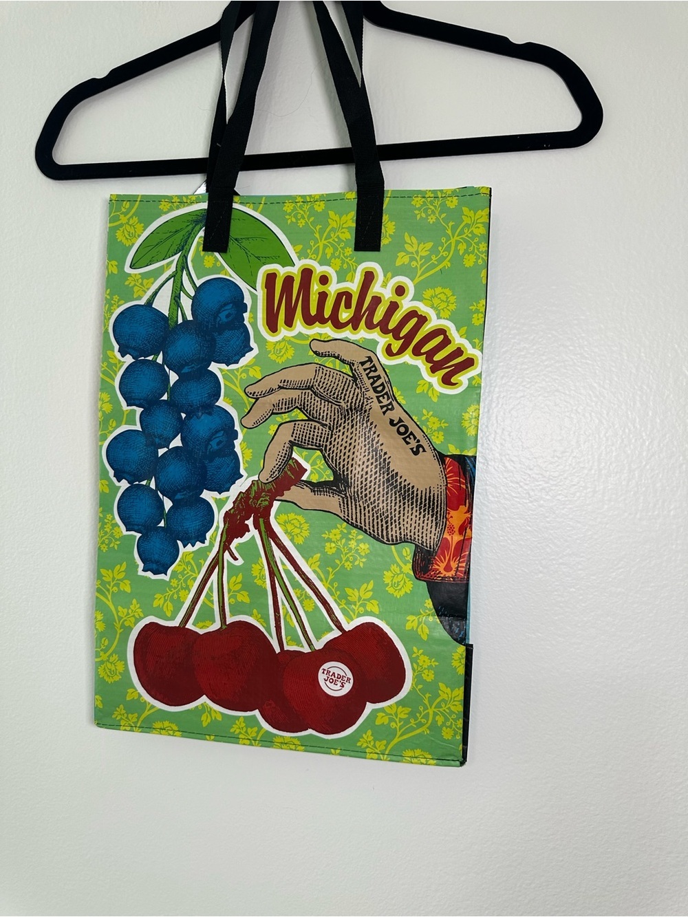 Trader Joe’s Michigan Reusable Tote Bag NWT Grocery Bag Route 23 Cherries - Picture 4 of 5